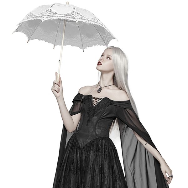magasin pour PUNK RAVE Ombrelle Gothic Lolita ‘White Fairy’ Blanche 6