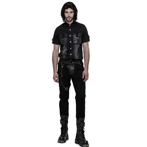 PUNK RAVE Pantalon à Rayures ‘Dracarys’ Noir qualité supérieure 3