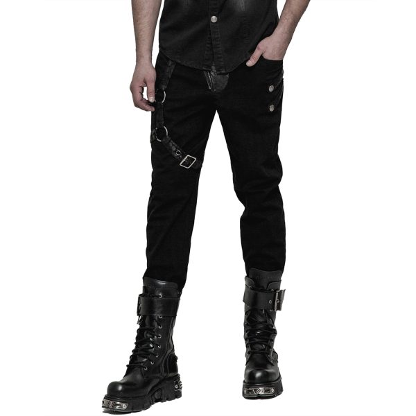 PUNK RAVE Pantalon à Rayures ‘Dracarys’ Noir qualité supérieure 4