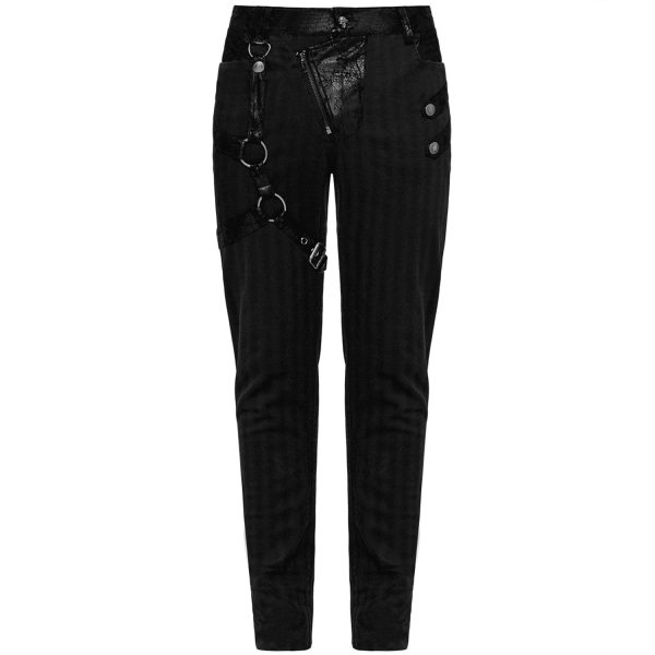PUNK RAVE Pantalon à Rayures ‘Dracarys’ Noir qualité supérieure 7