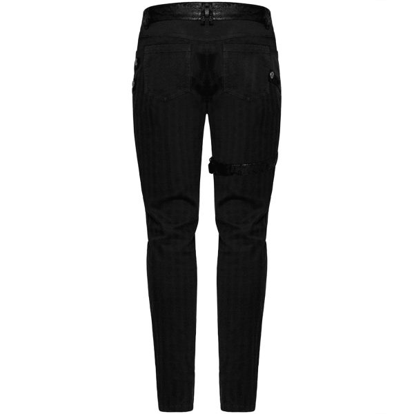 PUNK RAVE Pantalon à Rayures ‘Dracarys’ Noir qualité supérieure 8