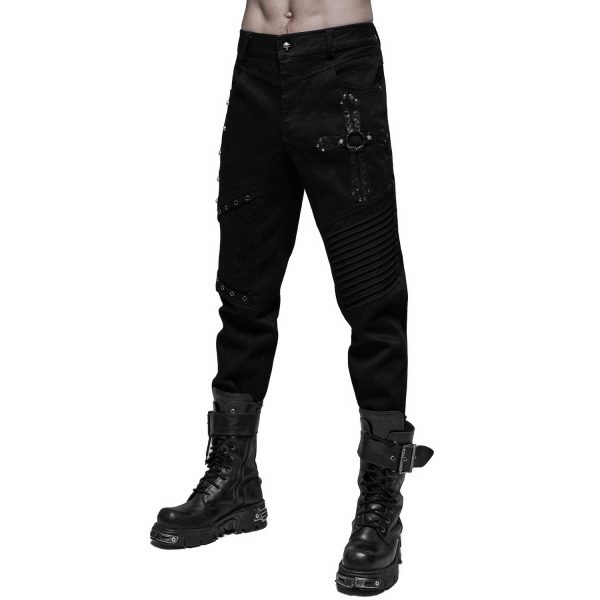 PUNK RAVE Pantalon ‘Astaroth’ Noir excellents soldes 14