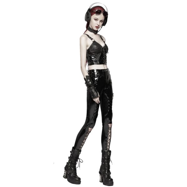 magasin en ligne france PUNK RAVE Pantalon ‘Ball Jointed Doll’ En Vinyle Noir 5