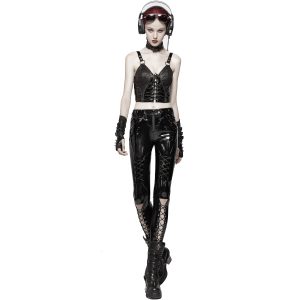 magasin en ligne france PUNK RAVE Pantalon ‘Ball Jointed Doll’ En Vinyle Noir 25