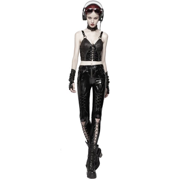 magasin en ligne france PUNK RAVE Pantalon ‘Ball Jointed Doll’ En Vinyle Noir 6