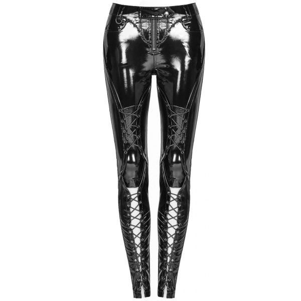 magasin en ligne france PUNK RAVE Pantalon ‘Ball Jointed Doll’ En Vinyle Noir 10