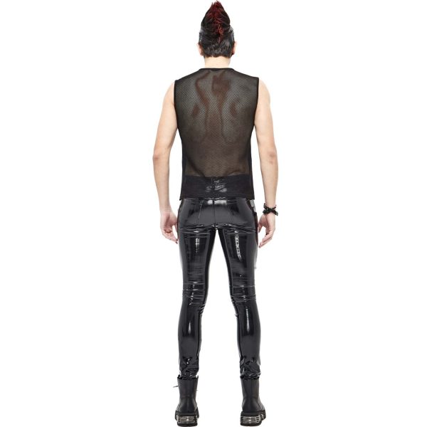fashioniable DEVIL FASHION Pantalon ‘Cyber Game’ En Simili Cuir Glossy Noir 4