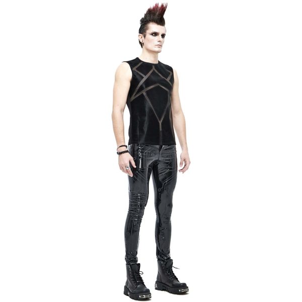 fashioniable DEVIL FASHION Pantalon ‘Cyber Game’ En Simili Cuir Glossy Noir 5