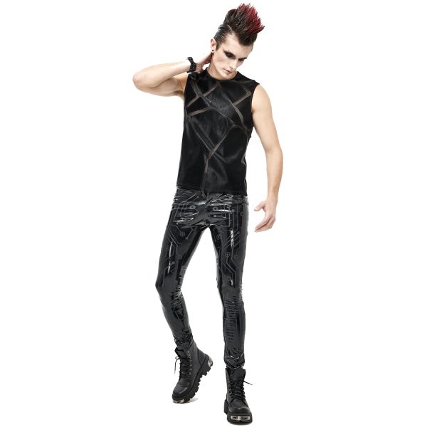 fashioniable DEVIL FASHION Pantalon ‘Cyber Game’ En Simili Cuir Glossy Noir 6