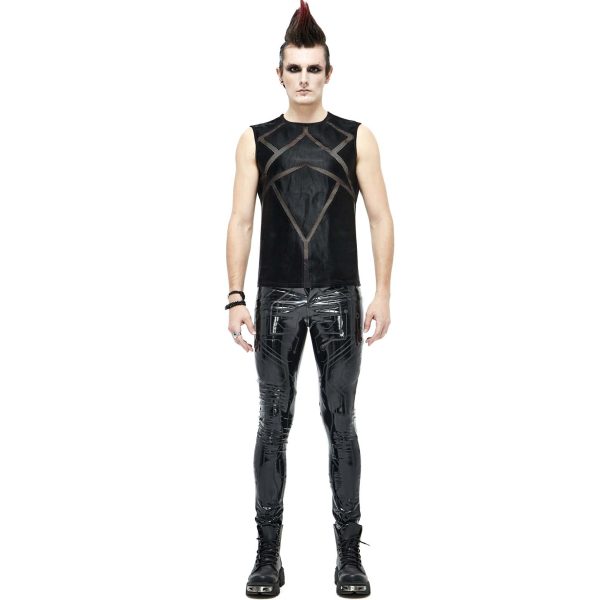fashioniable DEVIL FASHION Pantalon ‘Cyber Game’ En Simili Cuir Glossy Noir 7