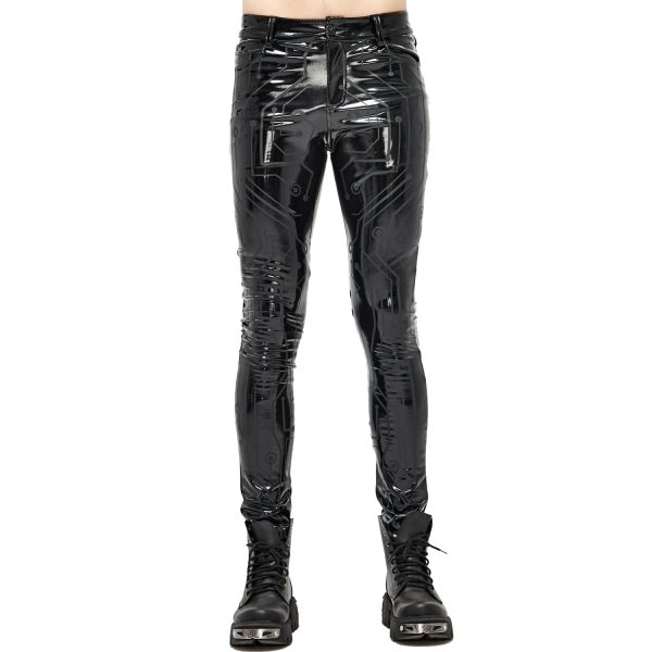fashioniable DEVIL FASHION Pantalon ‘Cyber Game’ En Simili Cuir Glossy Noir 9