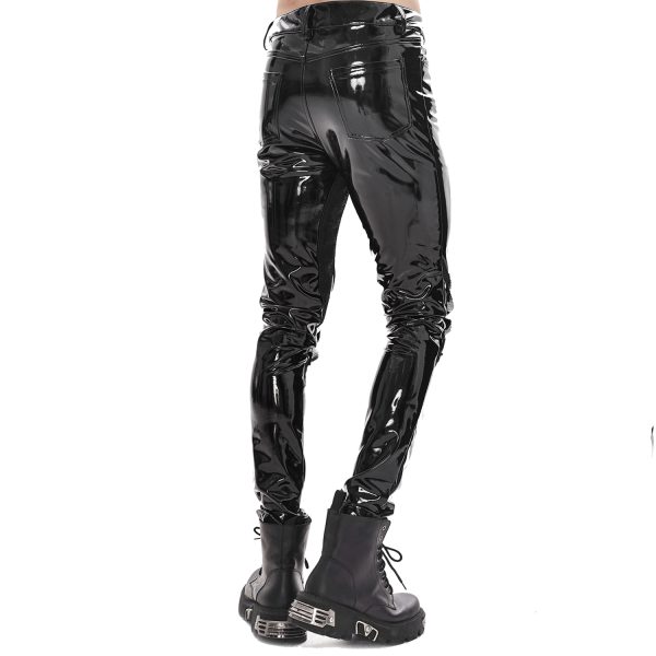 fashioniable DEVIL FASHION Pantalon ‘Cyber Game’ En Simili Cuir Glossy Noir 10