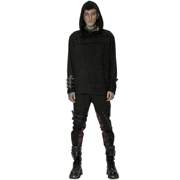 PUNK RAVE Pantalon ‘Cynfael’ Noir Et Tartan Rouge se précipiter pour acheter 3
