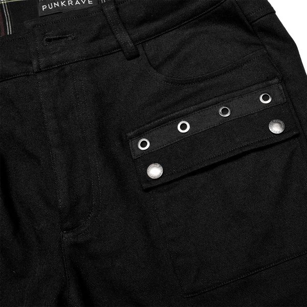 PUNK RAVE Pantalon ‘Cynfael’ Noir Et Tartan Rouge se précipiter pour acheter 14
