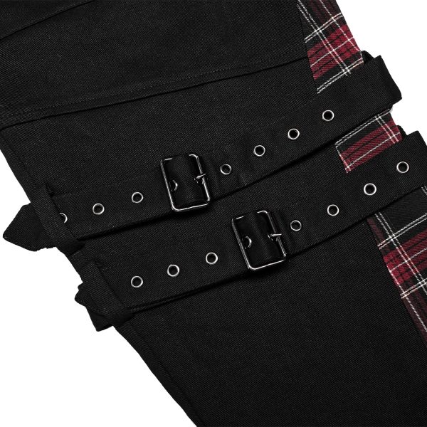 PUNK RAVE Pantalon ‘Cynfael’ Noir Et Tartan Rouge se précipiter pour acheter 16