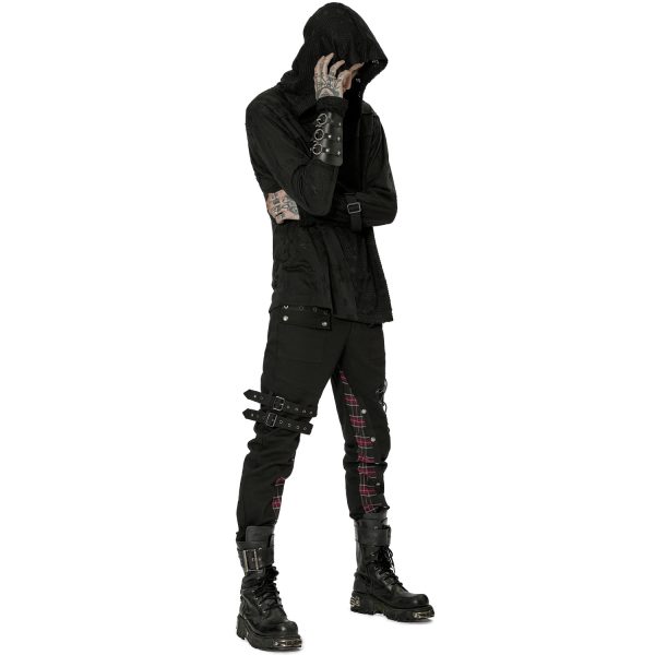 PUNK RAVE Pantalon ‘Cynfael’ Noir Et Tartan Rouge se précipiter pour acheter 5