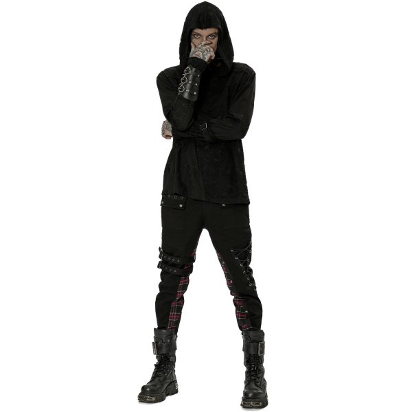 PUNK RAVE Pantalon ‘Cynfael’ Noir Et Tartan Rouge se précipiter pour acheter 6