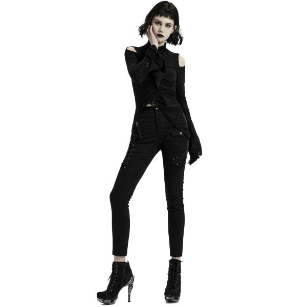 soldes PUNK RAVE Pantalon ‘Dark Blood’ Noir 8