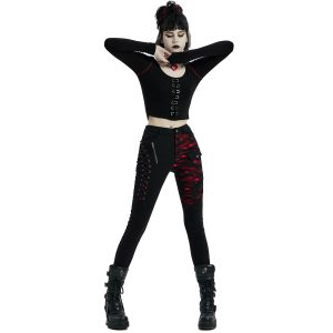 PUNK RAVE Pantalon ‘Dark Blood’ Noir Et Rouge officiel 21