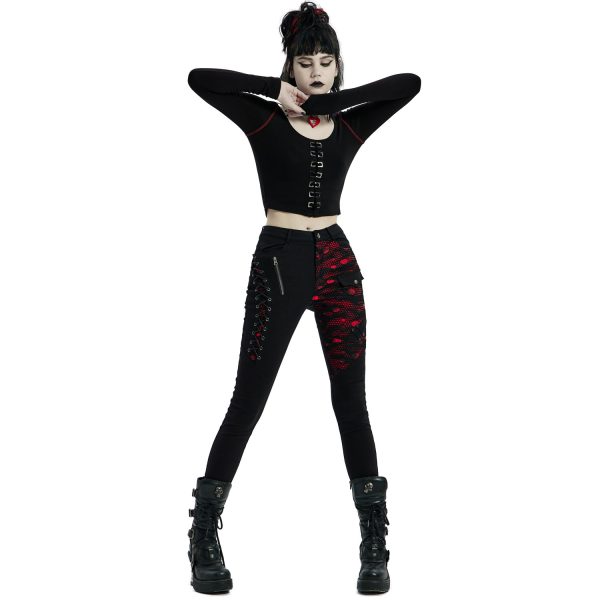 PUNK RAVE Pantalon ‘Dark Blood’ Noir Et Rouge officiel 3