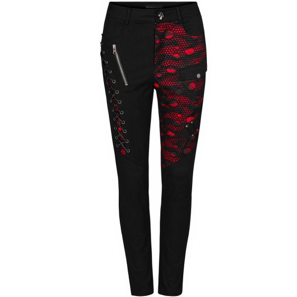 PUNK RAVE Pantalon ‘Dark Blood’ Noir Et Rouge officiel 12