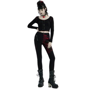 PUNK RAVE Pantalon ‘Dark Blood’ Noir Et Rouge officiel 23