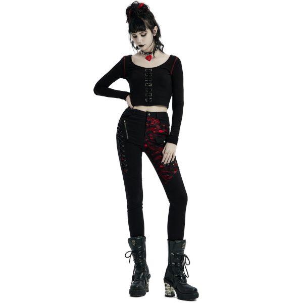 PUNK RAVE Pantalon ‘Dark Blood’ Noir Et Rouge officiel 4