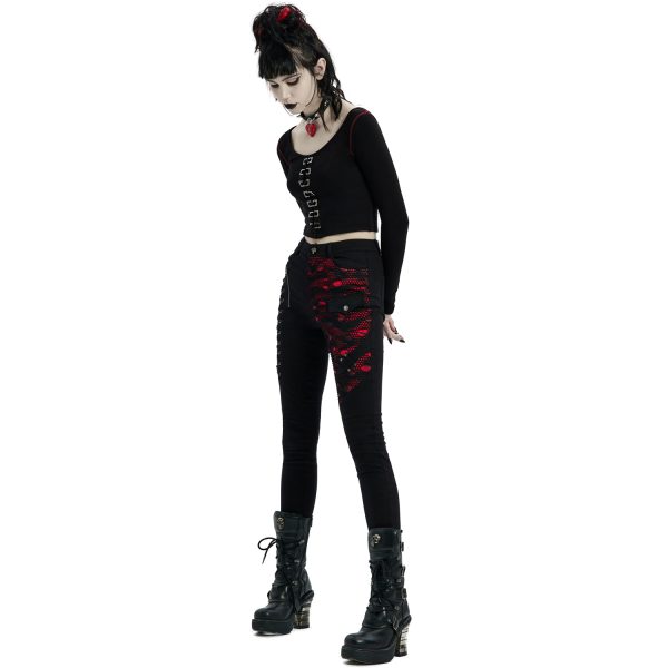 PUNK RAVE Pantalon ‘Dark Blood’ Noir Et Rouge officiel 5