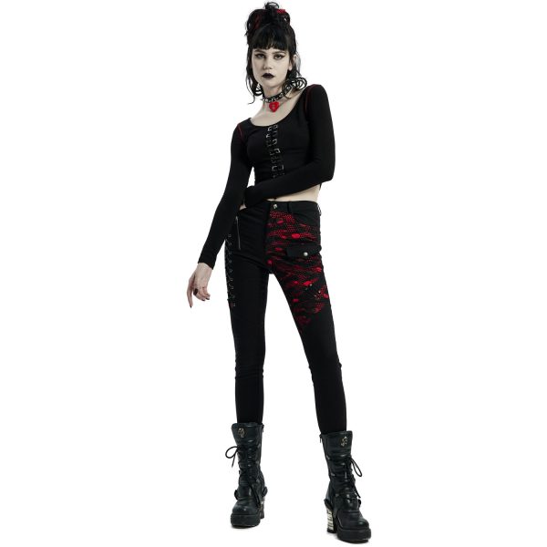 PUNK RAVE Pantalon ‘Dark Blood’ Noir Et Rouge officiel 6