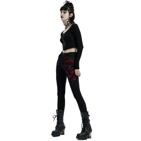 PUNK RAVE Pantalon ‘Dark Blood’ Noir Et Rouge officiel 7