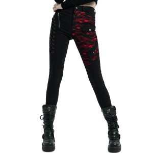 PUNK RAVE Pantalon ‘Dark Blood’ Noir Et Rouge officiel 33