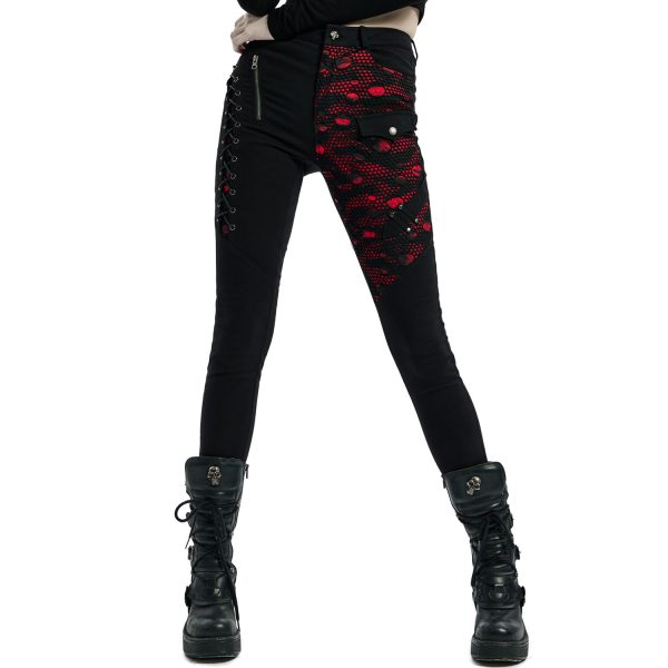 PUNK RAVE Pantalon ‘Dark Blood’ Noir Et Rouge officiel 9