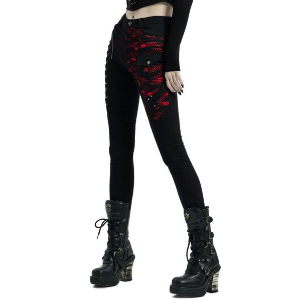 PUNK RAVE Pantalon ‘Dark Blood’ Noir Et Rouge officiel 11