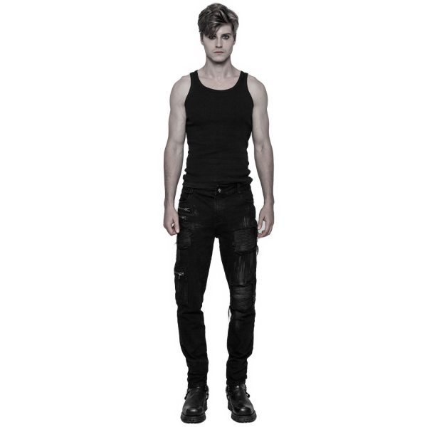 PUNK RAVE Pantalon Decadent ‘Black Swamp’ Noir vente luxe pas cher 3