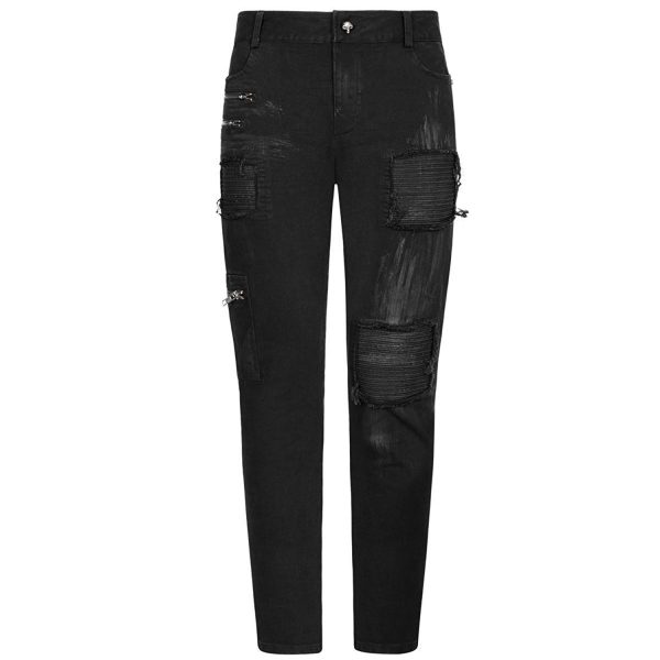 PUNK RAVE Pantalon Decadent ‘Black Swamp’ Noir vente luxe pas cher 13