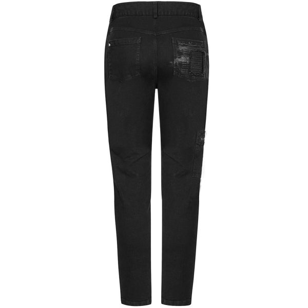 PUNK RAVE Pantalon Decadent ‘Black Swamp’ Noir vente luxe pas cher 14