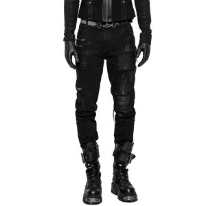 PUNK RAVE Pantalon Decadent ‘Black Swamp’ Noir vente luxe pas cher 36