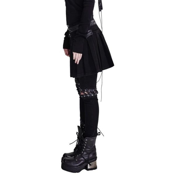 achat PUNK RAVE Pantalon-Demi-Jupe ‘Catacomb’ Noir 12