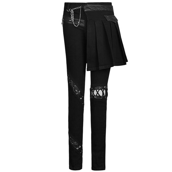 achat PUNK RAVE Pantalon-Demi-Jupe ‘Catacomb’ Noir 13