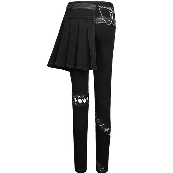 achat PUNK RAVE Pantalon-Demi-Jupe ‘Catacomb’ Noir 14