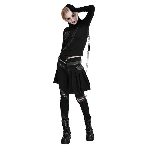 achat PUNK RAVE Pantalon-Demi-Jupe ‘Catacomb’ Noir 5