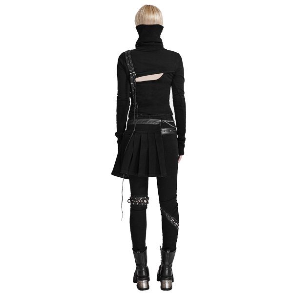 achat PUNK RAVE Pantalon-Demi-Jupe ‘Catacomb’ Noir 7