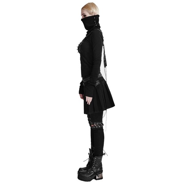 achat PUNK RAVE Pantalon-Demi-Jupe ‘Catacomb’ Noir 8