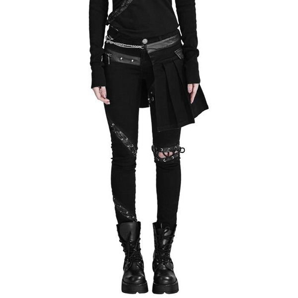 achat PUNK RAVE Pantalon-Demi-Jupe ‘Catacomb’ Noir 10