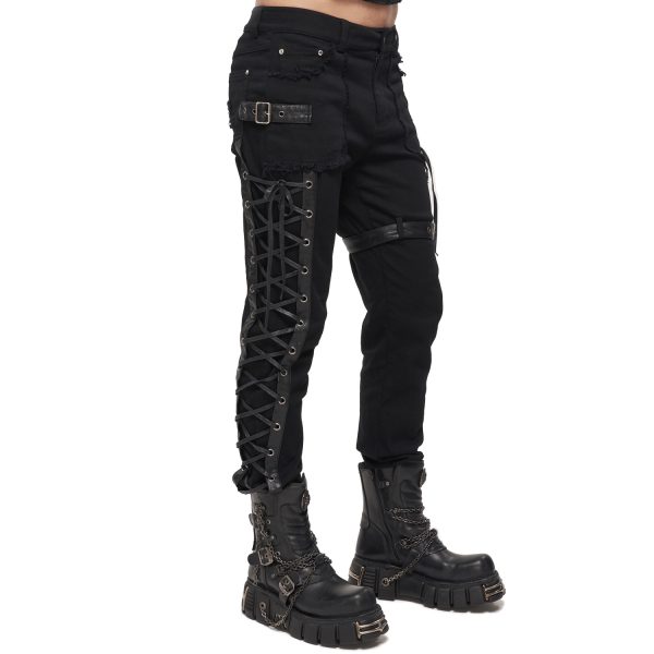 grande surprise DEVIL FASHION Pantalon ‘Distressed’ Noir 10