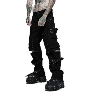 PUNK RAVE Pantalon ‘Double Jeu’ Noir Meilleur Service 40