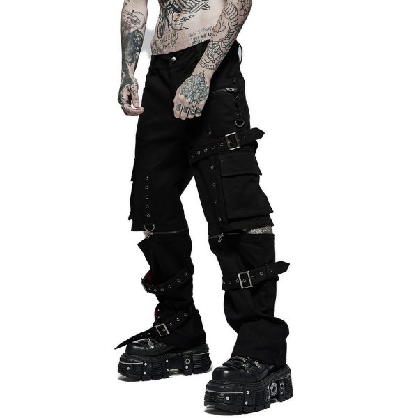 PUNK RAVE Pantalon ‘Double Jeu’ Noir Meilleur Service 11
