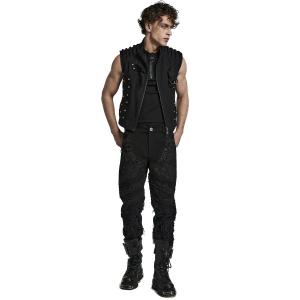 Boutique officielle PUNK RAVE Pantalon ‘Goth Distressed’ Noir 3