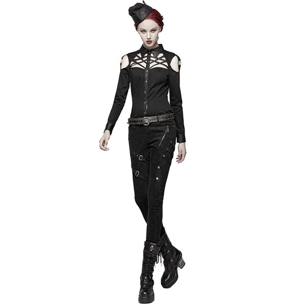 PUNK RAVE Pantalon ‘Gothic Trooper’ Noir SOLDES TOUT À 5
