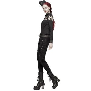 PUNK RAVE Pantalon ‘Gothic Trooper’ Noir SOLDES TOUT À 30